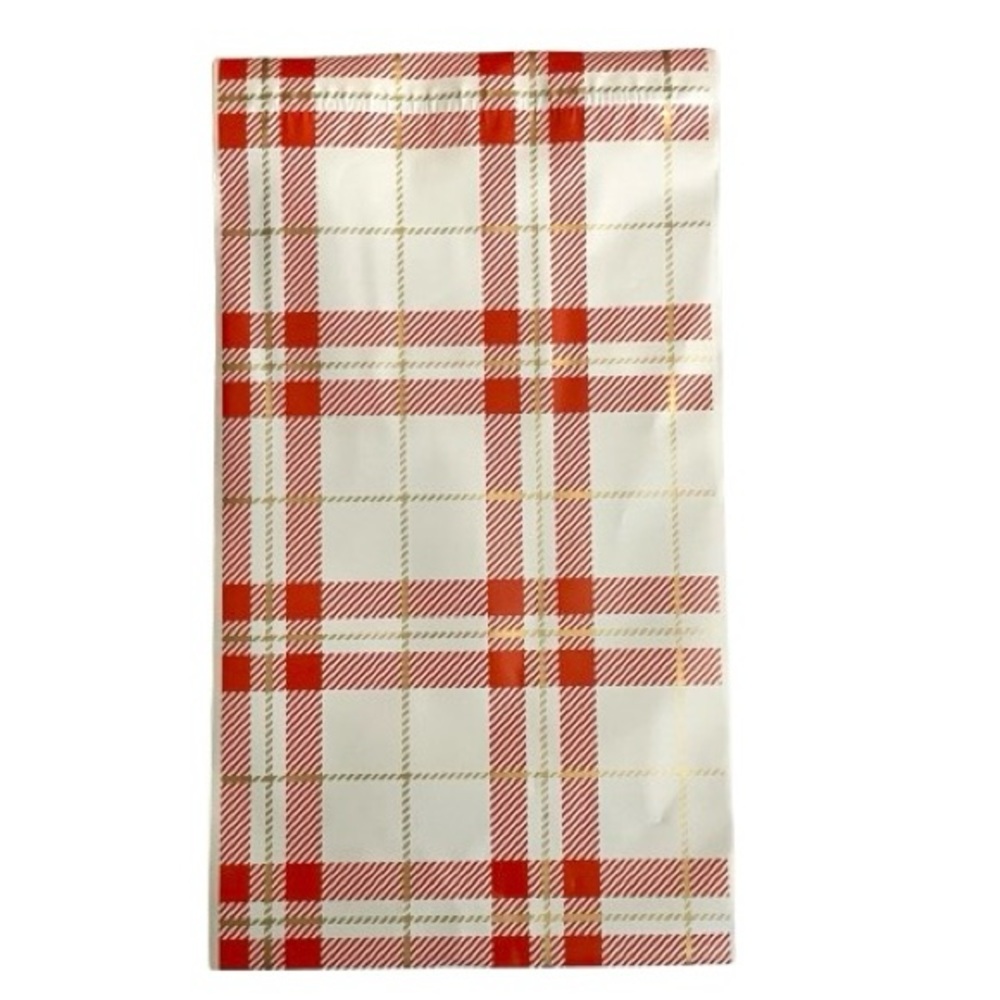 30 6x9 red, white & gold plaid self sealing Poly Mailers envelopes